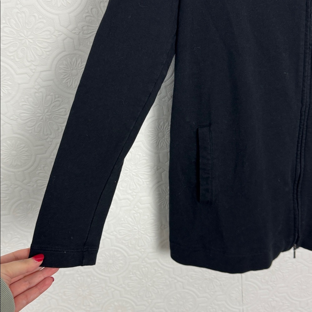 Pure Jill Black Zip Hoodie Small Pima Cotton Blend Lightweight Hooded Jacket‎ - Picture 3 of 6